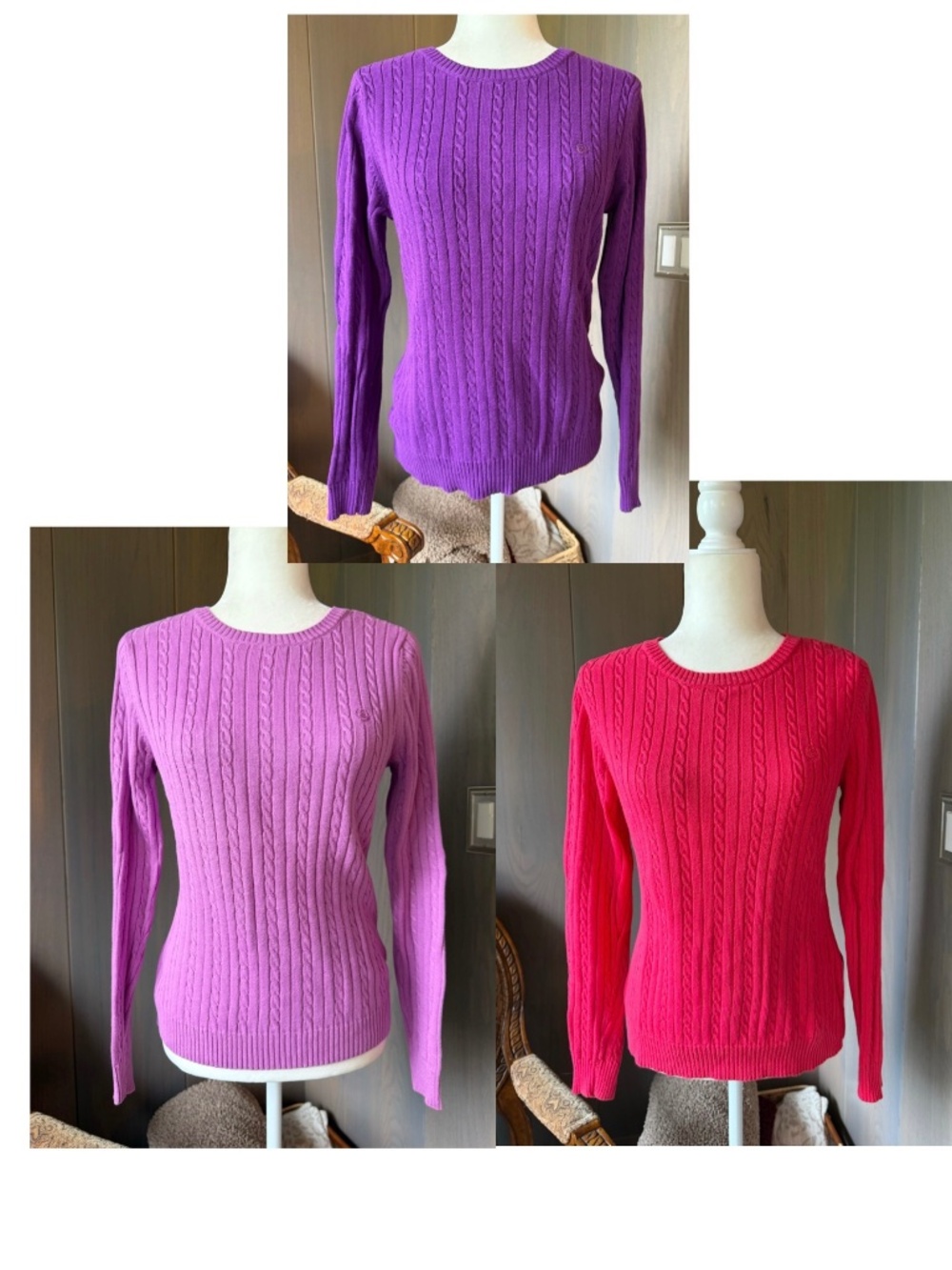 IZOD Cable Knit Crew Neck 3 Colors M